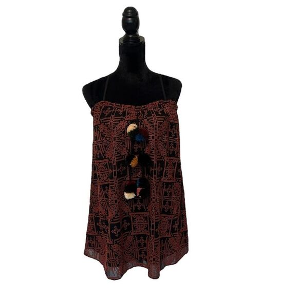 Red Carter Calypso Embroidered Pom Pom Mini-Dress Size XS - Picture 4 of 15